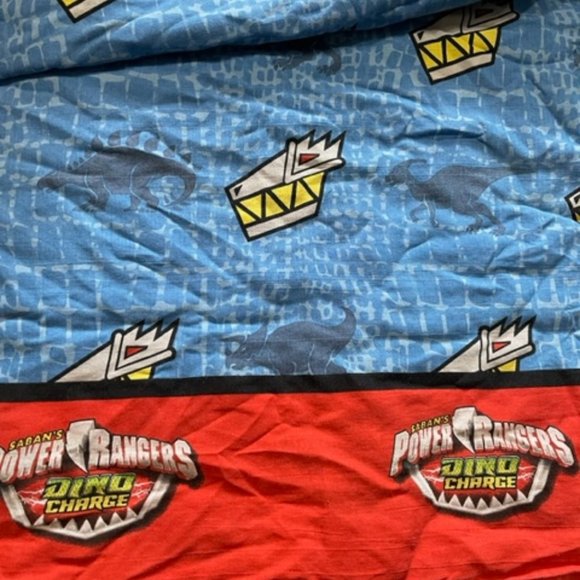 Power Rangers Dino Charge Twin Flat Sheet Top Boys Dinosaur Blue - Picture 7 of 8